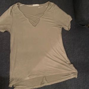 V neck olive top